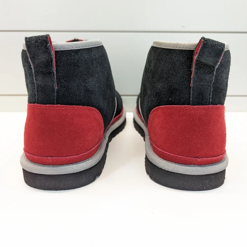 UGG NEUMEL Black Red Suede Fur Wool Warm Chukka Ankle Comfy Boots size Men's 10